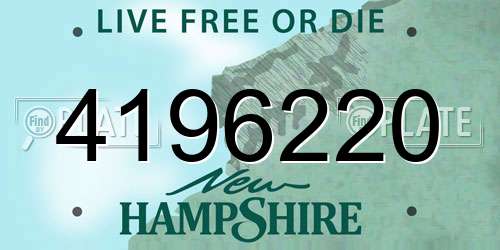 4196220 New Hampshire License Plate