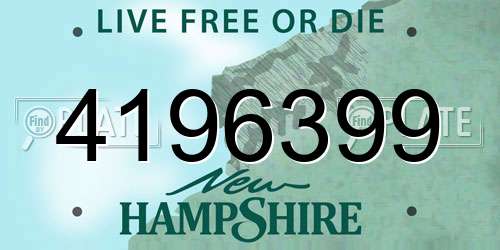 4196399 New Hampshire License Plate