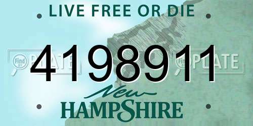 4198911 New Hampshire License Plate