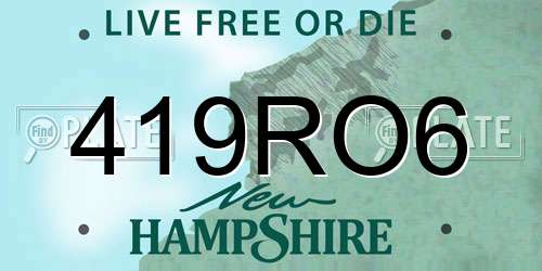 419RO6 New Hampshire License Plate