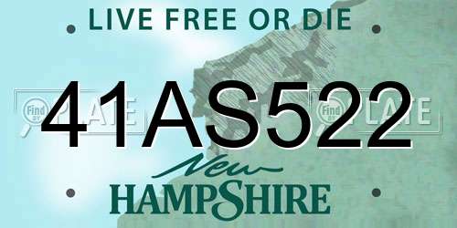 41AS522 New Hampshire License Plate