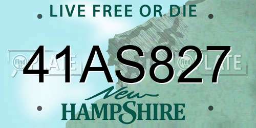 41AS827 New Hampshire License Plate
