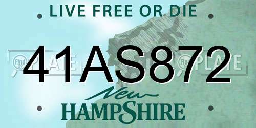 41AS872 New Hampshire License Plate