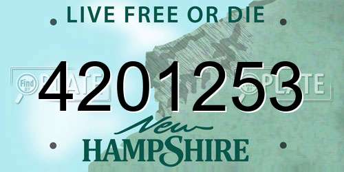 4201253 New Hampshire License Plate