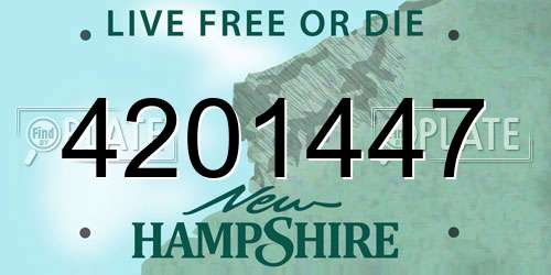 4201447 New Hampshire License Plate