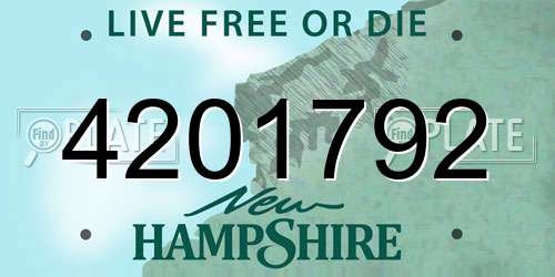 4201792 New Hampshire License Plate