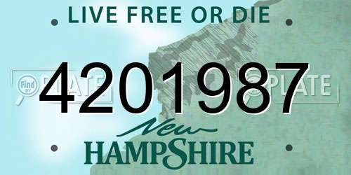 4201987 New Hampshire License Plate