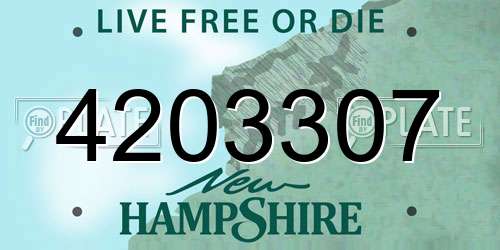 4203307 New Hampshire License Plate