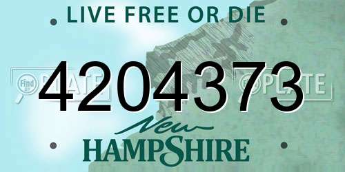 4204373 New Hampshire License Plate