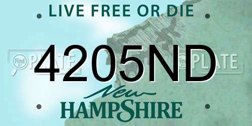 4205ND New Hampshire License Plate