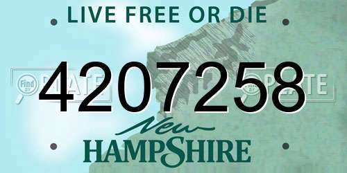 4207258 New Hampshire License Plate