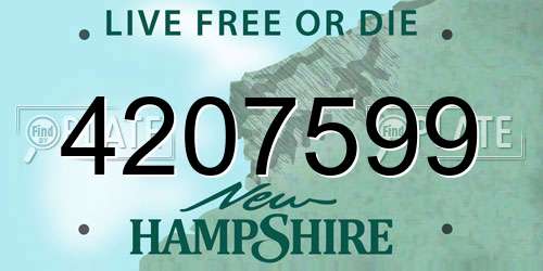 4207599 New Hampshire License Plate