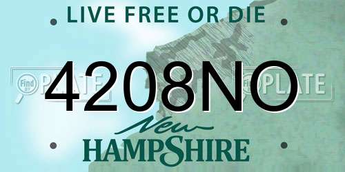 4208NO New Hampshire License Plate