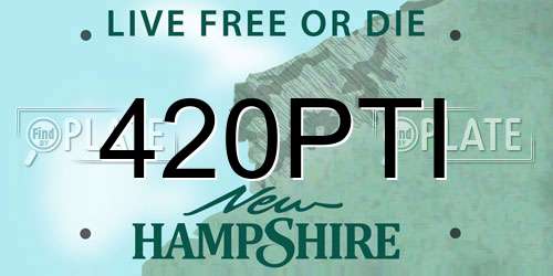420PTI New Hampshire License Plate