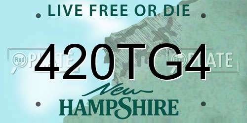 420TG4 New Hampshire License Plate