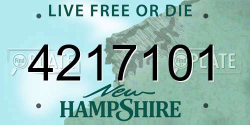 4217101 New Hampshire License Plate