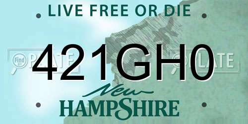 421GH0 New Hampshire License Plate