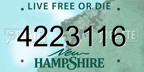 4223116 New Hampshire License Plate