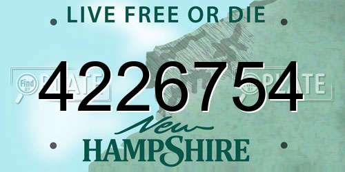 4226754 New Hampshire License Plate