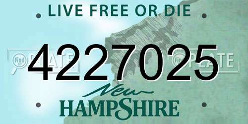 4227025 New Hampshire License Plate