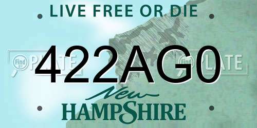 422AG0 New Hampshire License Plate