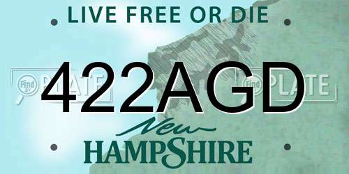 422AGD New Hampshire License Plate