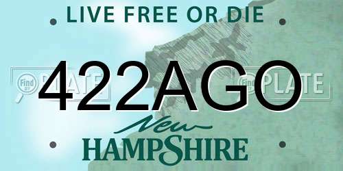 422AGO New Hampshire License Plate