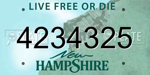 4234325 New Hampshire License Plate