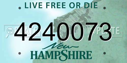 4240073 New Hampshire License Plate