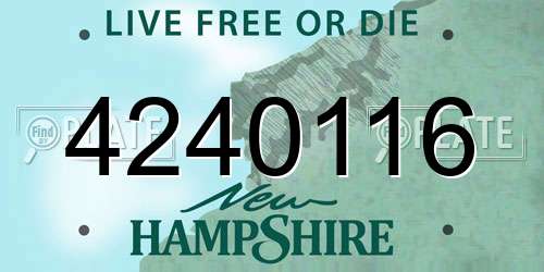 4240116 New Hampshire License Plate