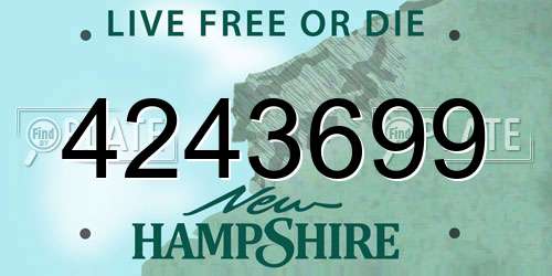 4243699 New Hampshire License Plate