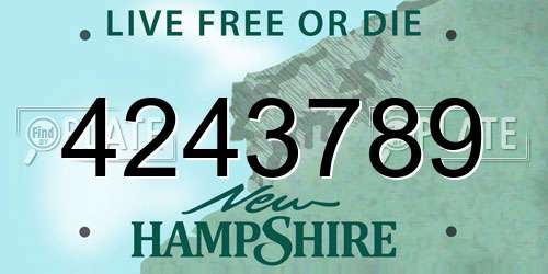 4243789 New Hampshire License Plate