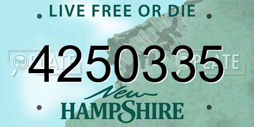 4250335 New Hampshire License Plate