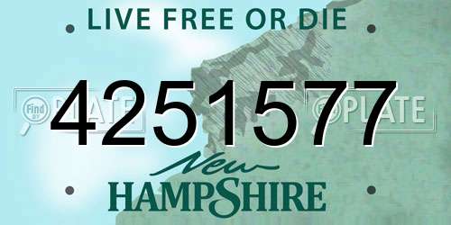 4251577 New Hampshire License Plate