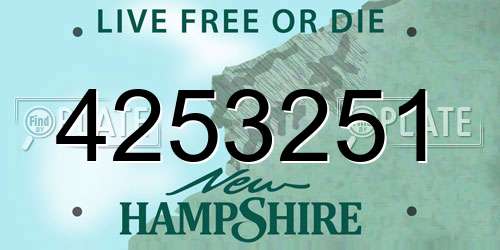4253251 New Hampshire License Plate