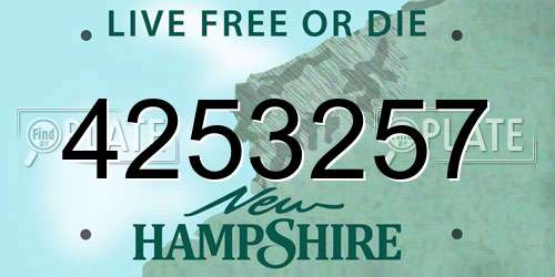 4253257 New Hampshire License Plate