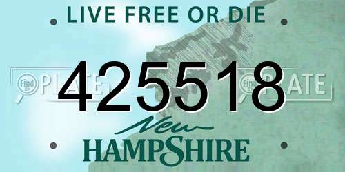425518 New Hampshire License Plate