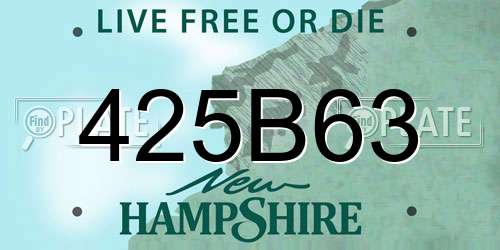 425B63 New Hampshire License Plate