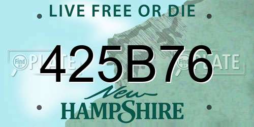 425B76 New Hampshire License Plate
