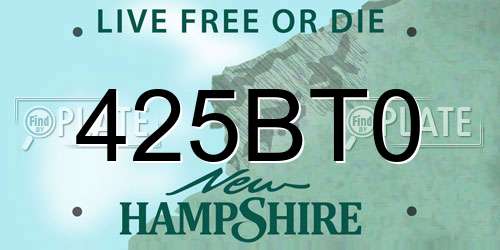 425BT0 New Hampshire License Plate