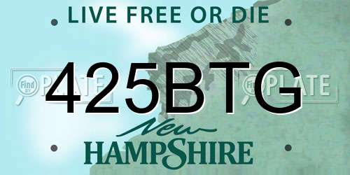 425BTG New Hampshire License Plate