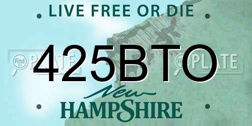 425BTO New Hampshire License Plate