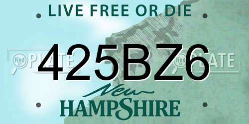 425BZ6 New Hampshire License Plate