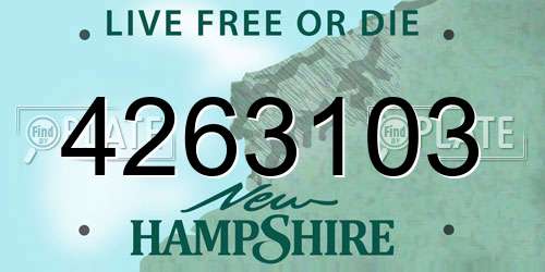 4263103 New Hampshire License Plate