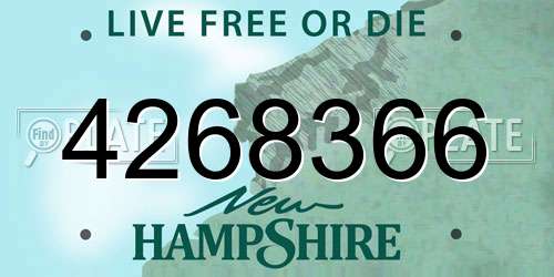 4268366 New Hampshire License Plate