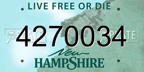 4270034 New Hampshire License Plate