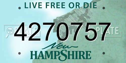 4270757 New Hampshire License Plate
