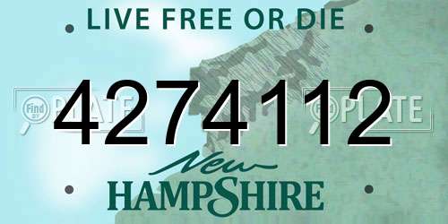 4274112 New Hampshire License Plate