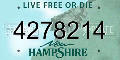 4278214 New Hampshire License Plate