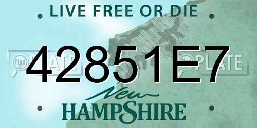 42851E7 New Hampshire License Plate